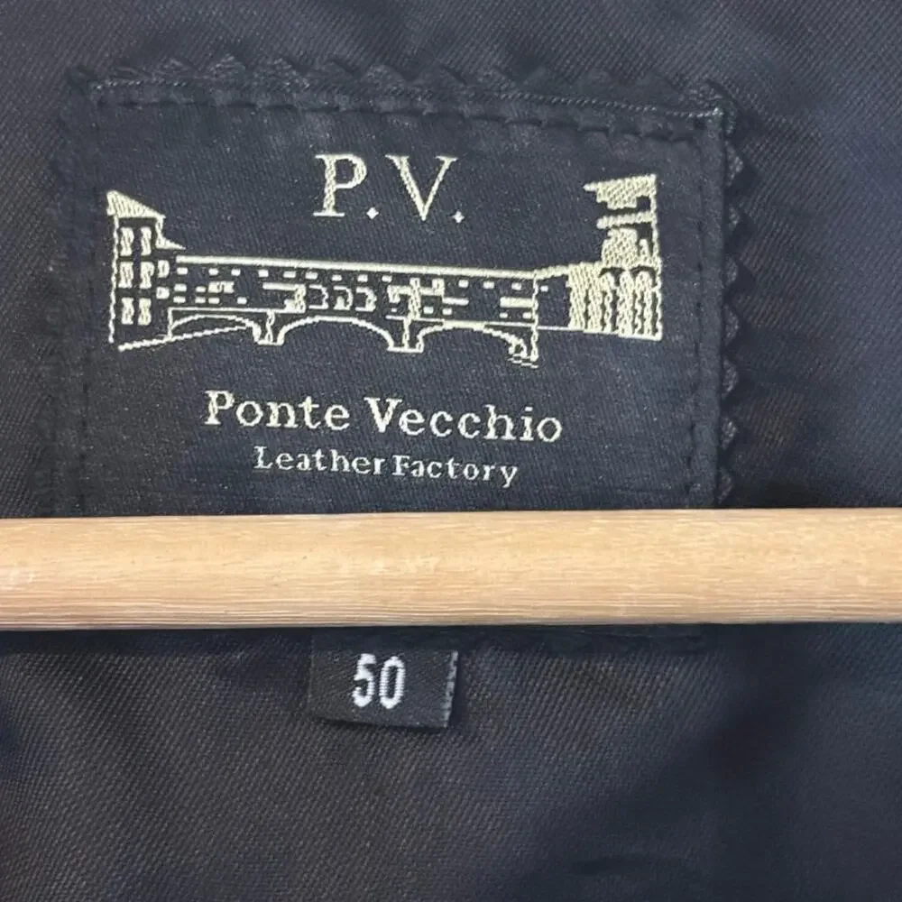PONTE VECCHIO supple black 100% leather lambskin (?) moto Italian jacket coat - Picture 9 of 12